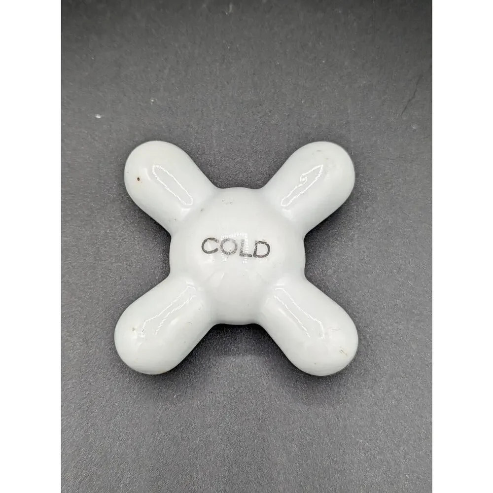Vintage Porcelain Cold Water Faucet Tap Knob 2” sides 3